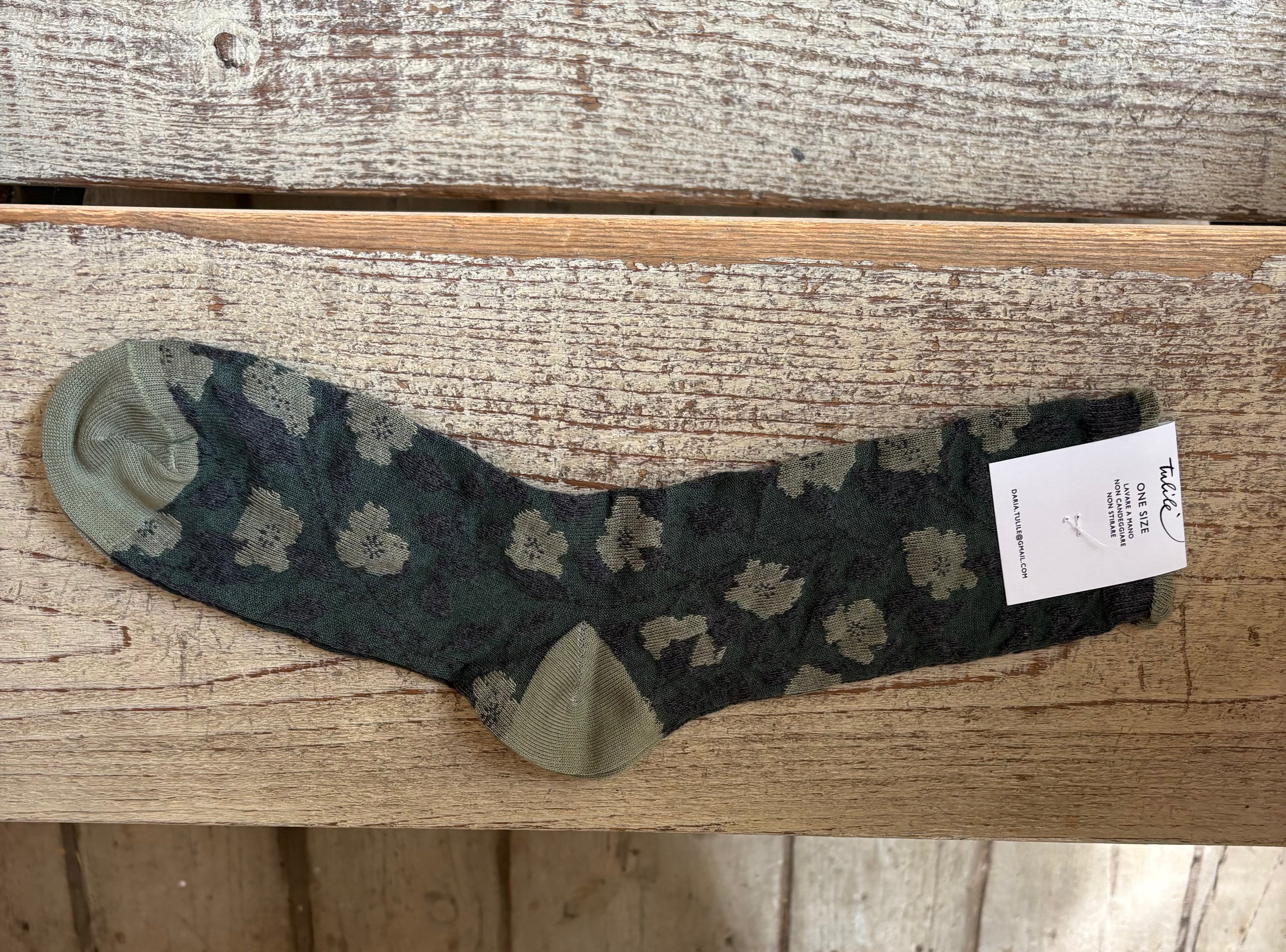 Calza ramage verde